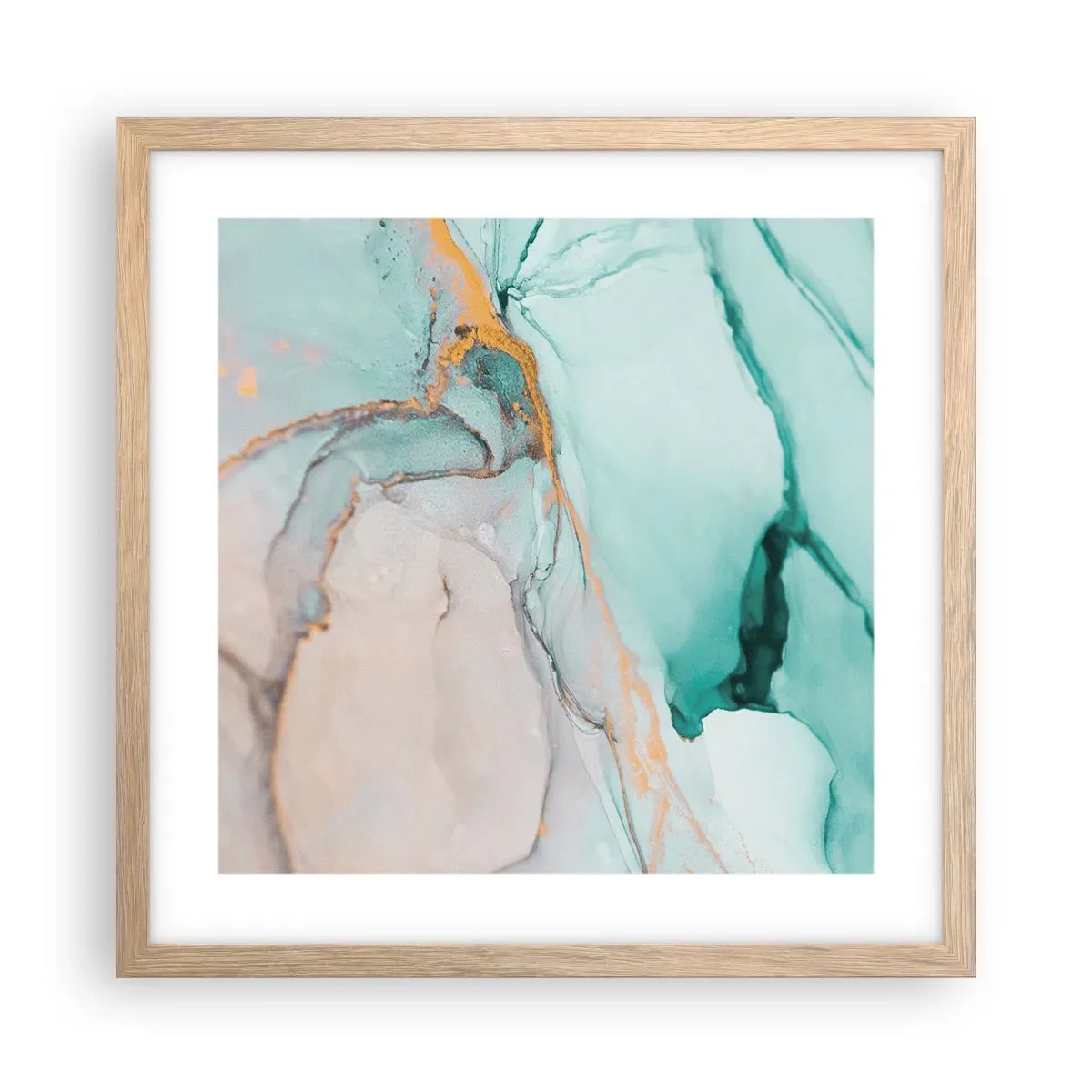 Póster en marco roble claro - Danza de formas y colores - 40x40 cm