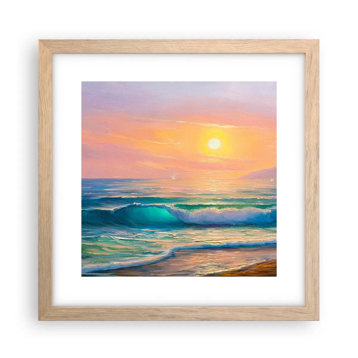 Póster en marco roble claro - El canto turquesa de las olas - 30x30 cm