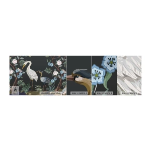 Muestra de fotomural autoadhesivo Deluxe Sticker - Desfile de aves - animales, flores, Pájaro - 100x30 cm