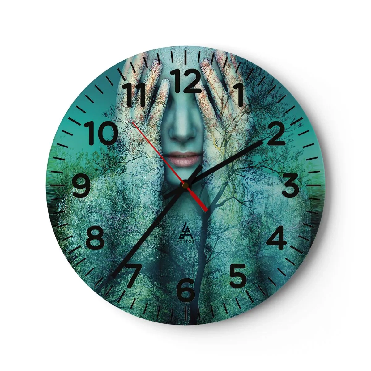Reloj de pared - Reloj de vidrio - Sumergida en azul - 30x30 cm