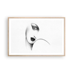 Póster en marco roble claro - Pensativa - 91x61 cm