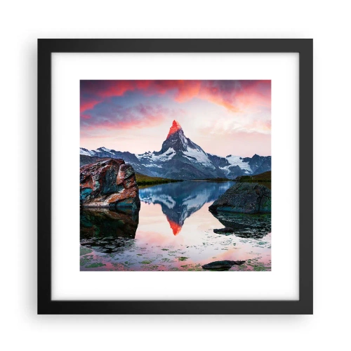 Póster en marco negro - El corazón de las montañas arde - 30x30 cm