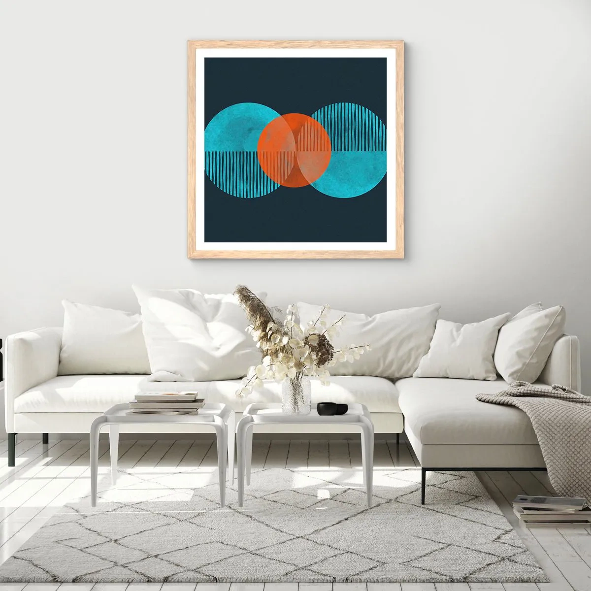 Póster en marco roble claro - Composición simétrica - 50x50 cm