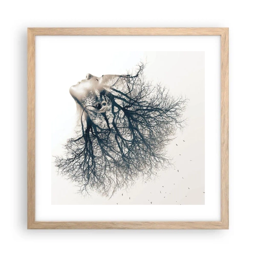 Póster en marco roble claro - Escuchando el susurro de un árbol - 40x40 cm