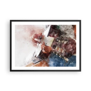 Póster en marco negro - Una interpretación artística de una guitarra en estilo acuarela. - 70x50cm - ¿Y qué opinas? - Decoración de pared moderna para salón y dormitorio ARTTOR