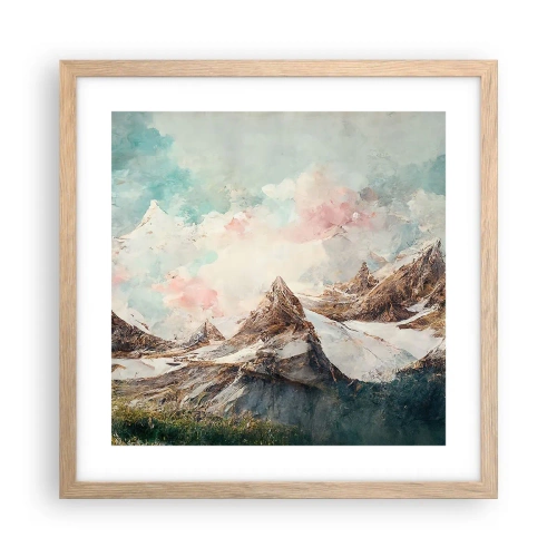 Póster en marco roble claro - Filos rocosos - 40x40 cm