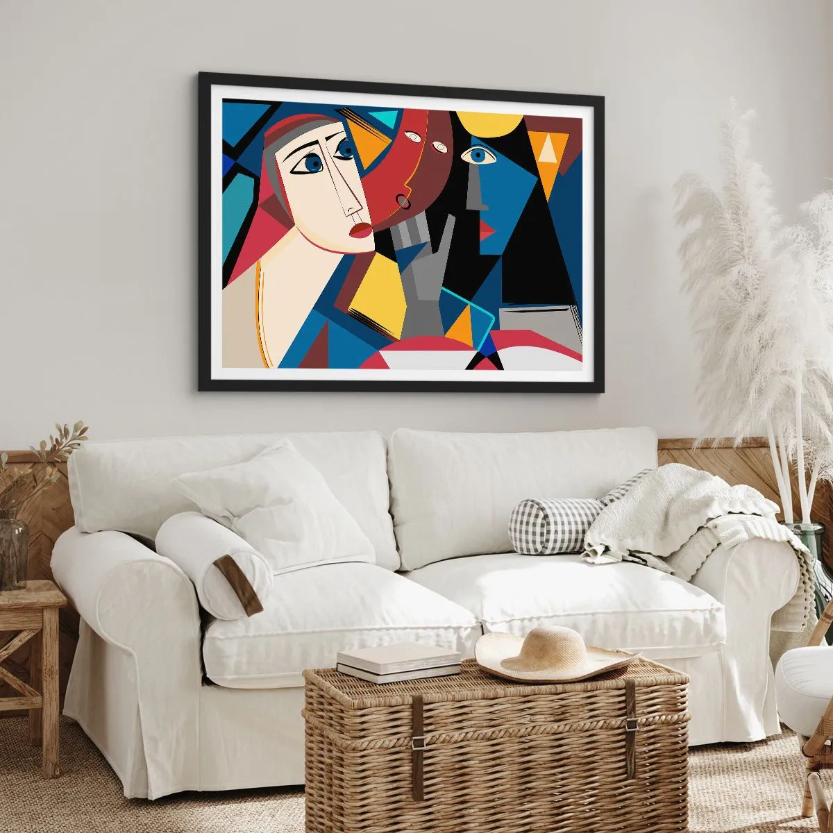 Póster en marco negro - Conversación cubista - 50x40 cm