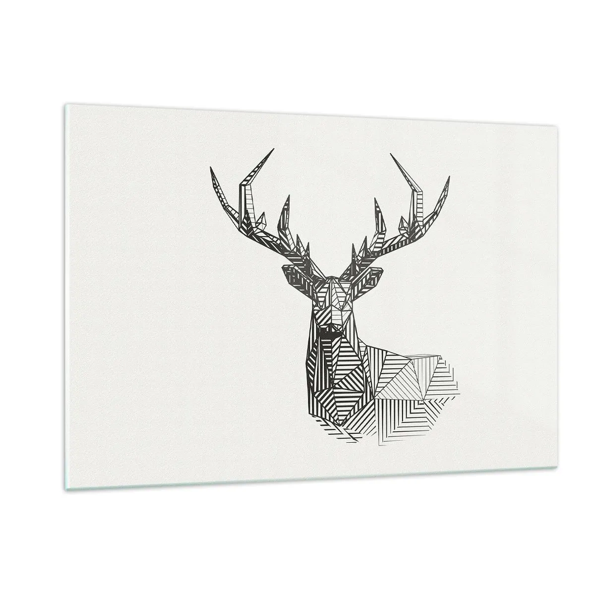 Cuadro sobre vidrio - Impresiones sobre Vidrio - Ciervo cubista hecho de formas geométricas sobre un fondo blanco. - 120x80cm - Ciervo en estilo cubista - Decoración de pared moderna para salón y dormitorio ARTTOR