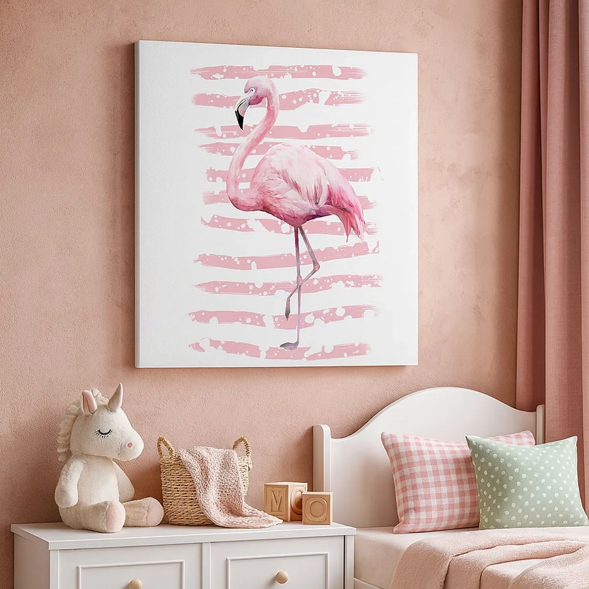 Cuadro sobre lienzo - Impresión de Imagen - Flamenco veraniego - 30x30 cm