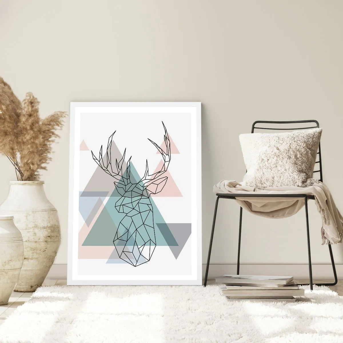 Póster en marco blanco - En un bosque geométrico - 50x70 cm