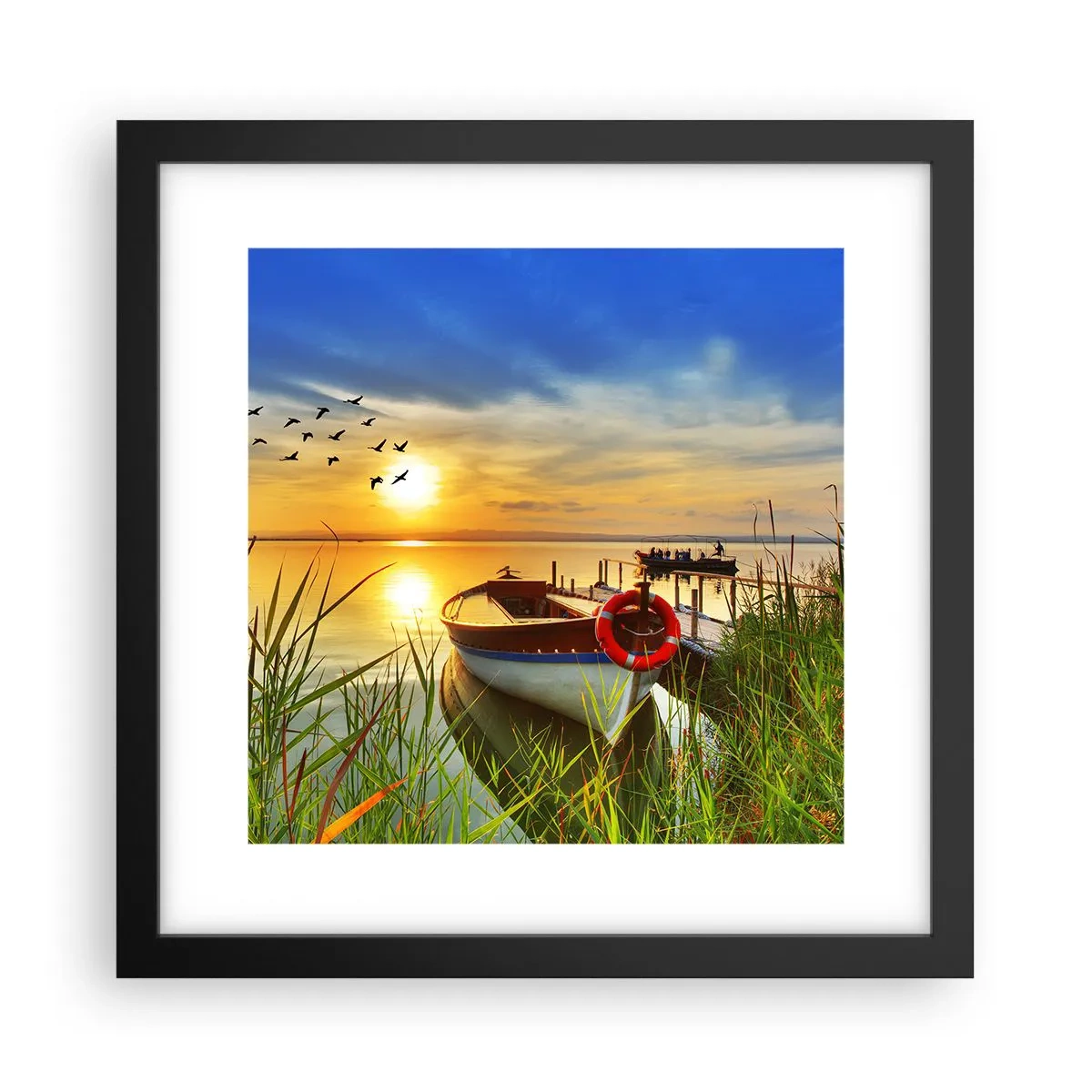 Póster en marco negro - Los cormoranes están volando - 30x30 cm