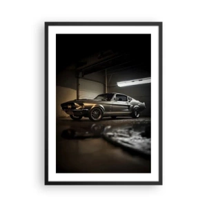 Póster en marco negro - Coche deportivo clásico en el garaje. - 50x70cm - Un retorno al pasado - Decoración de pared moderna para salón y dormitorio ARTTOR