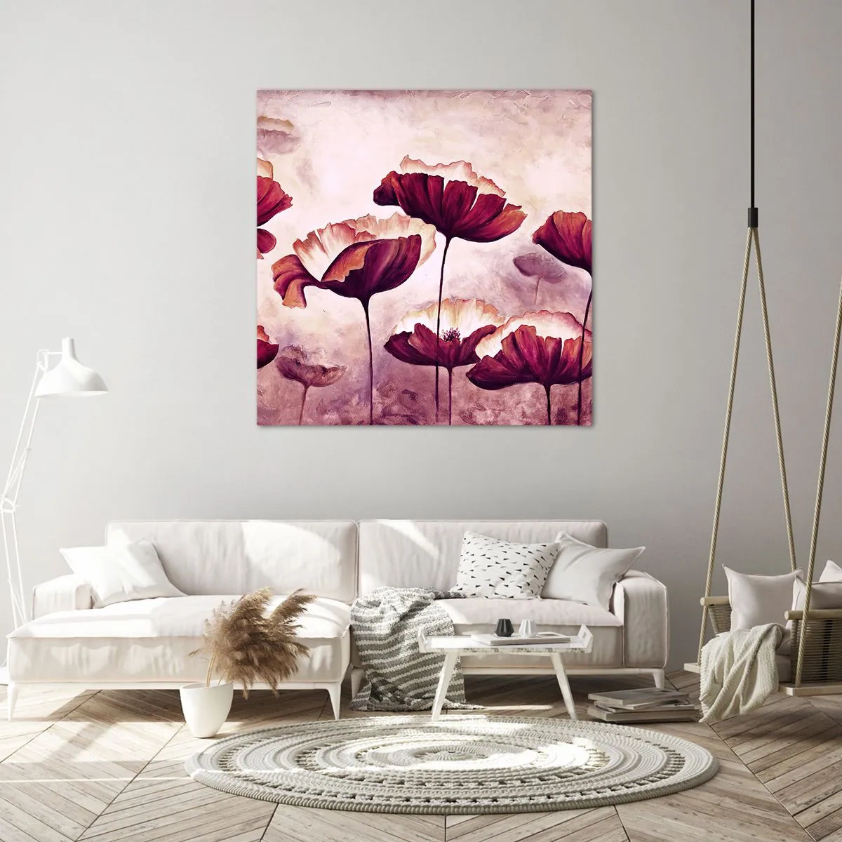 Cuadro sobre lienzo - Impresión de Imagen - Pétalo rojo y blanco - 30x30 cm