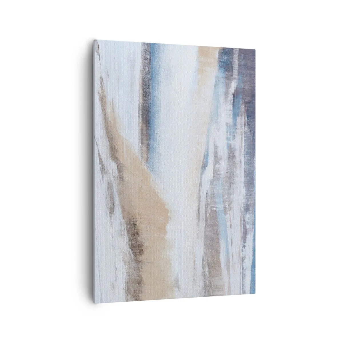 Cuadro sobre lienzo - Impresión de Imagen - Paisaje invernal abstracto en tonos blancos y azules. - 70x100cm - Composición invernal - Decoración de pared moderna para salón y dormitorio ARTTOR