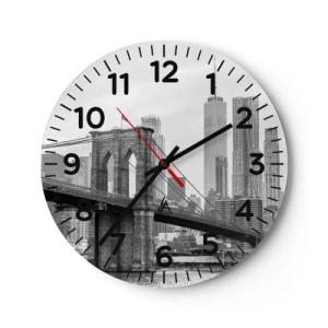 Reloj de pared - Reloj de vidrio - Vibraciones de Nueva York - 30x30 cm