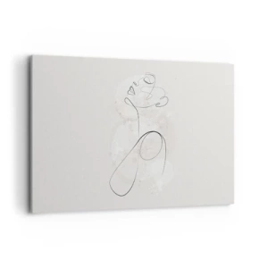 Cuadro sobre lienzo - Impresión de Imagen - Contorno facial minimalista con una flor sobre un fondo claro. - 120x80cm - La espiral de la belleza - Decoración de pared moderna para salón y dormitorio ARTTOR