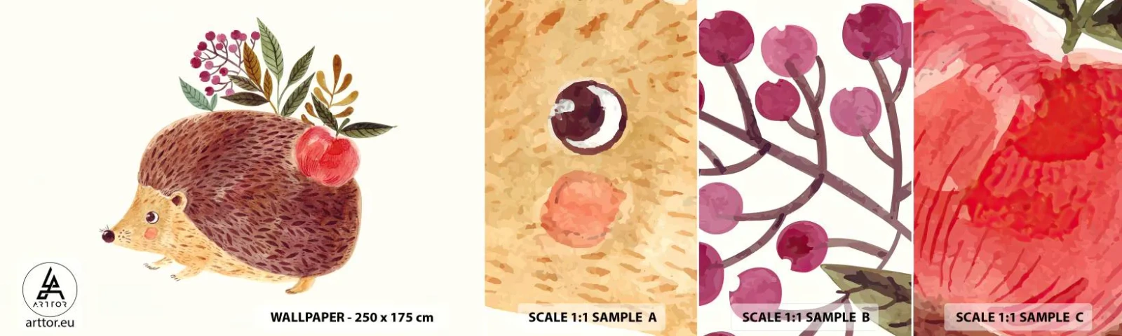 Muestra De Fotomural Standard Eco - Y ya te gusto - Erizo, Para niños, Cuarto de los niños - 100x30 cm