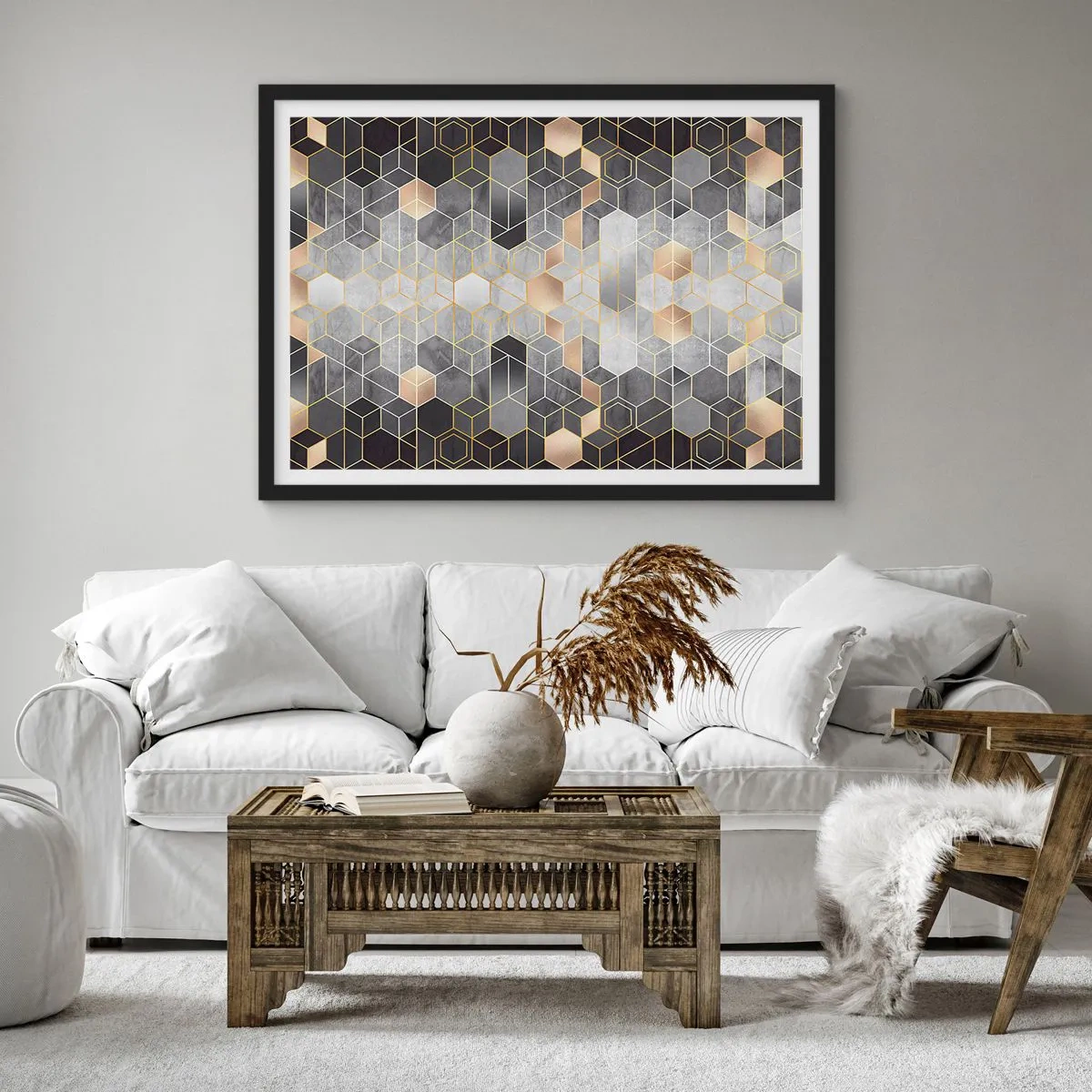 Póster en marco negro - Composición de diamantes - 50x40 cm