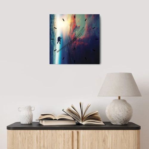 Reloj de pared - Reloj de vidrio - Enfrentarse al universo - 30x30 cm