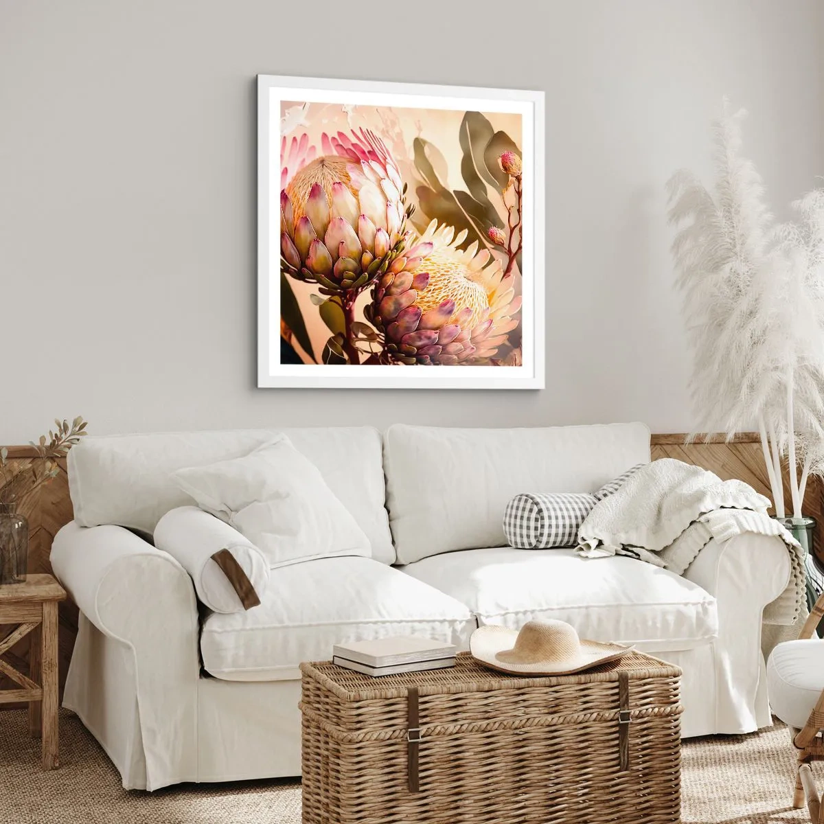 Póster en marco blanco - Abrazados con ternura - 50x50 cm