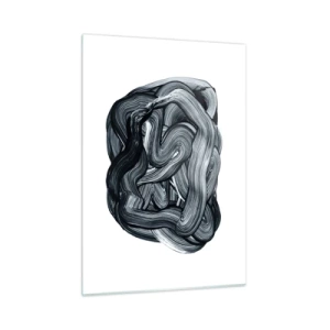 Cuadro sobre vidrio - Impresiones sobre Vidrio - Abstracción de pinceladas en blanco y negro - 50x70cm - No es tan sencillo - Decoración de pared moderna para salón y dormitorio ARTTOR