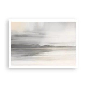 Póster - Un paisaje sutil en tonos grises y beige. - 100x70cm - Una distancia reflexiva - Decoración de pared moderna para salón y dormitorio ARTTOR