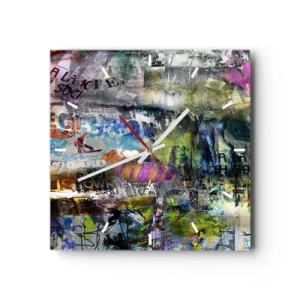 Reloj de pared - Reloj de vidrio - Un collage de recuerdos - 40x40 cm