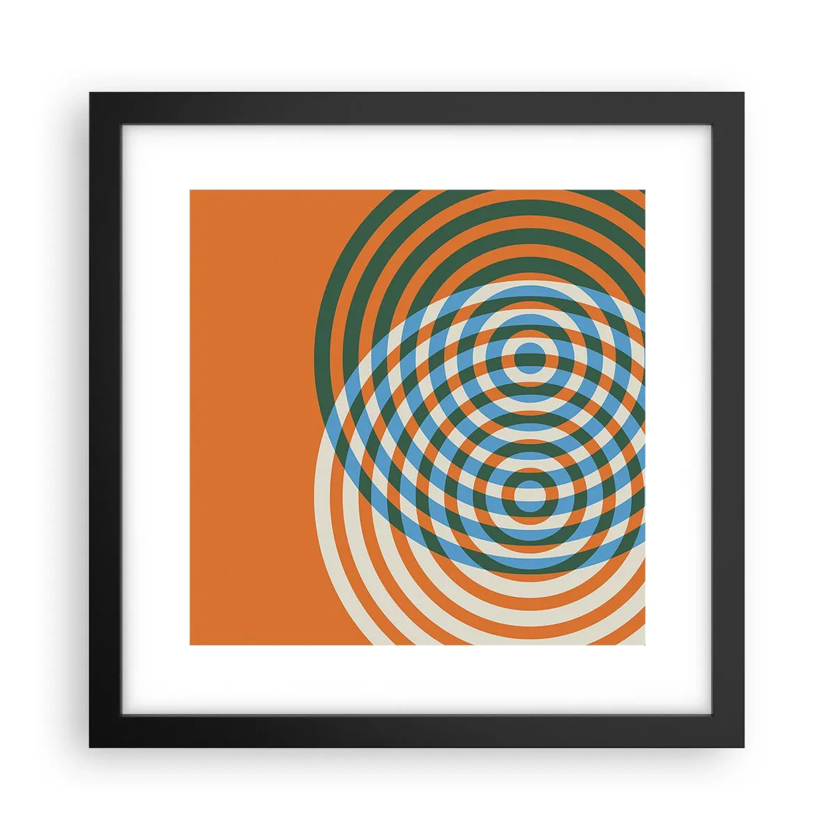 Póster en marco negro - Círculos y abstracción - 30x30 cm