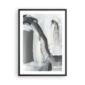 Póster en marco negro - Composición abstracta de negro, blanco y gris. - 50x70cm - Con movimientos decididos - Decoración de pared moderna para salón y dormitorio ARTTOR