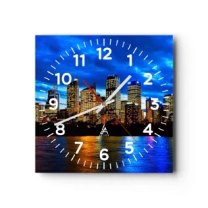 Reloj de pared - Reloj de vidrio - Noche de luces y colores - 40x40 cm