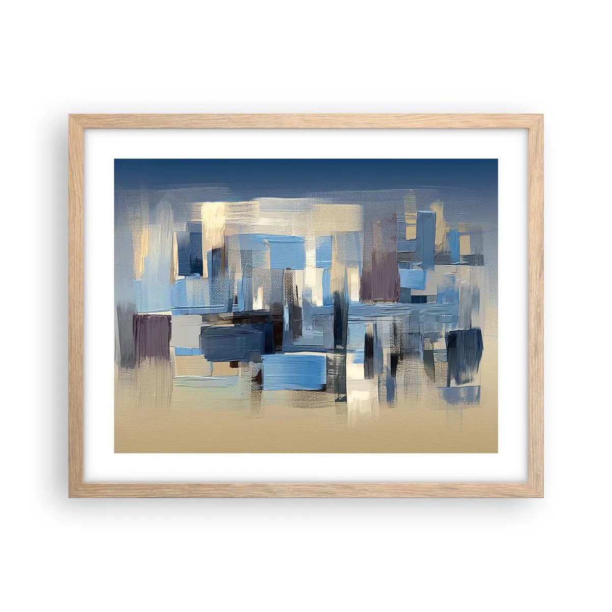 Póster en marco roble claro - Construcción azul - 50x40 cm