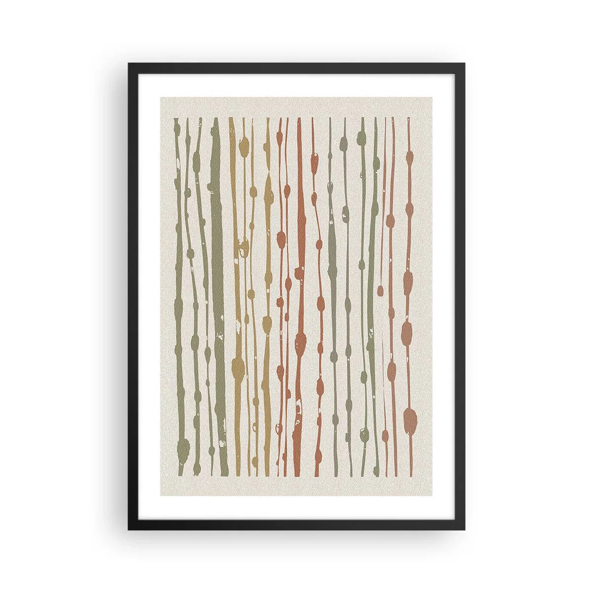 Póster en marco negro - Líneas verticales abstractas en tonos naturales. - 50x70cm - Composición de notas musicales - Decoración de pared moderna para salón y dormitorio ARTTOR