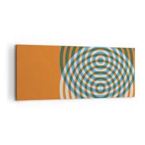 Cuadro sobre lienzo - Impresión de Imagen - Círculos concéntricos sobre un fondo naranja - 120x50cm - Círculos y abstracción - Decoración de pared moderna para salón y dormitorio ARTTOR