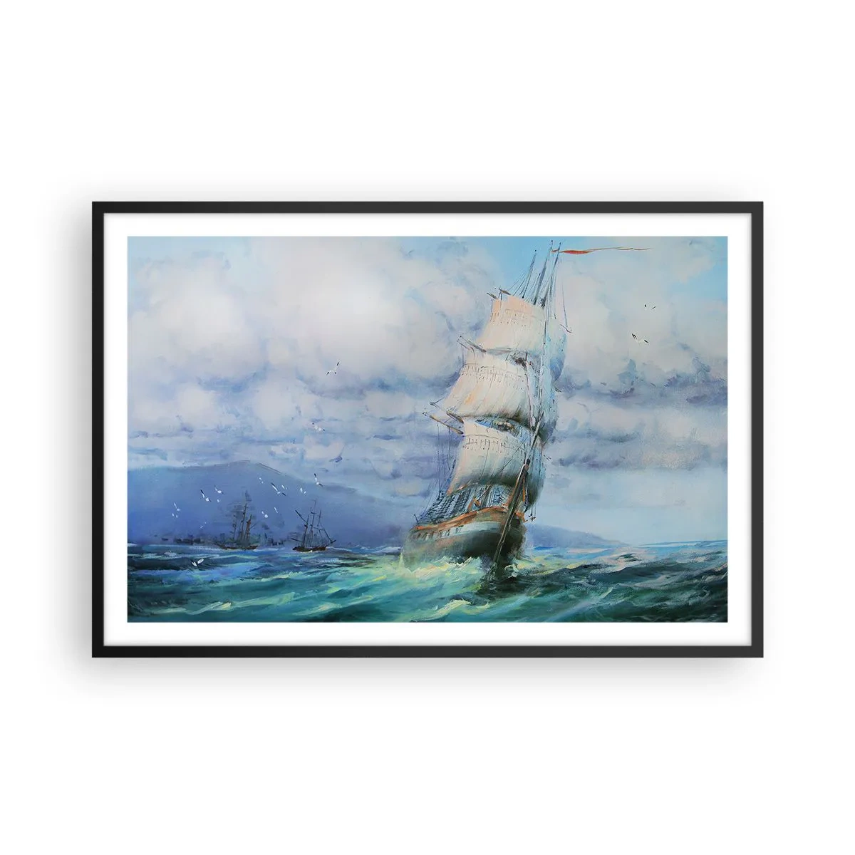 Póster en marco negro - Viento en popa - 91x61 cm