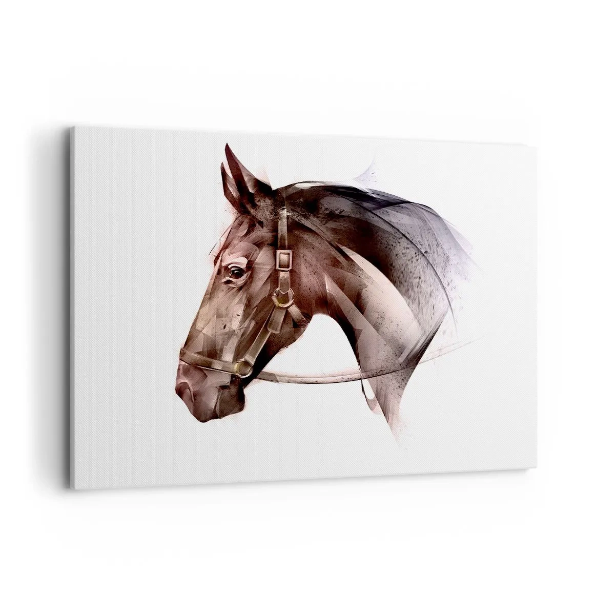 Cuadro sobre lienzo - Impresión de Imagen - Un perfil de caballo en una delicada forma artística sobre un fondo blanco. - 100x70cm - Elegancia - Decoración de pared moderna para salón y dormitorio ARTTOR