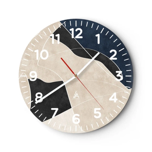 Reloj de pared - Reloj de vidrio - Composición abstracta - contraste de colores - 30x30 cm