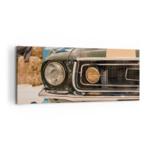 Cuadro sobre lienzo - Impresión de Imagen - Un coche retro icónico en un entorno clásico. - 120x50cm - Encuentro con una leyenda - Decoración de pared moderna para salón y dormitorio ARTTOR
