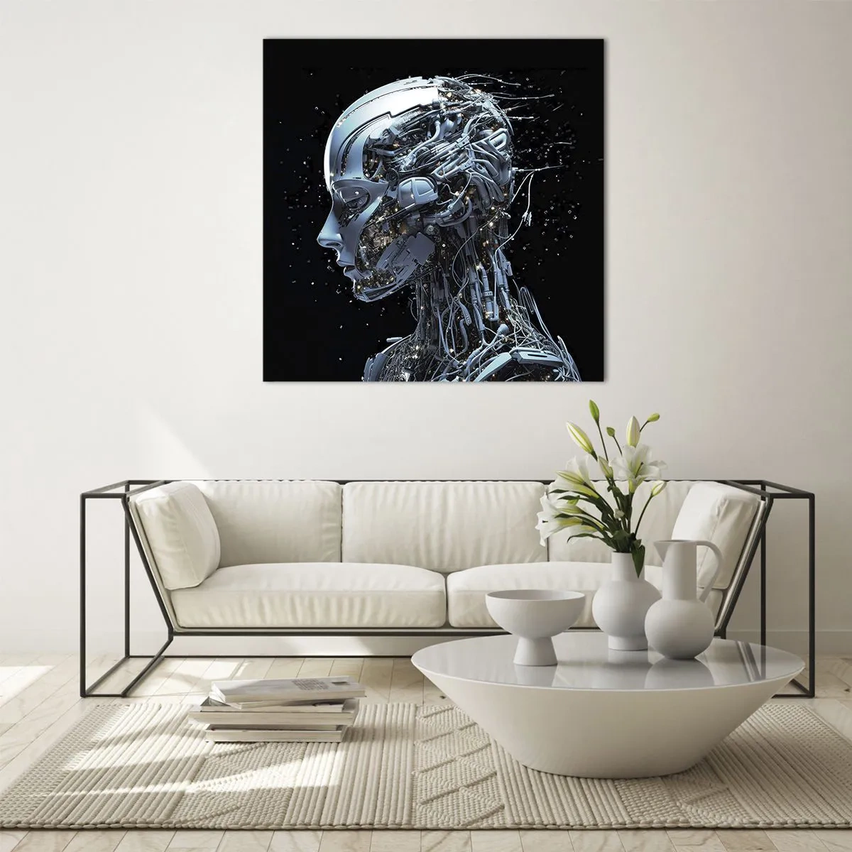 Cuadro sobre vidrio - Impresiones sobre Vidrio - La tecnología es una mujer - 70x70 cm