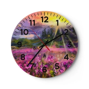 Reloj de pared - Reloj de vidrio - En un valle bajo la protección del sol - 30x30 cm