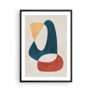 Póster en marco negro - Una composición abstracta de formas geométricas en colores cálidos. - 50x70cm - Influencias y metamorfosis - Decoración de pared moderna para salón y dormitorio ARTTOR