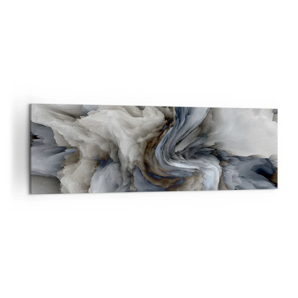 Cuadro sobre lienzo - Impresión de Imagen - Remolino abstracto en tonos de gris y azul. - 160x50cm - Piedra y flor - Decoración de pared moderna para salón y dormitorio ARTTOR