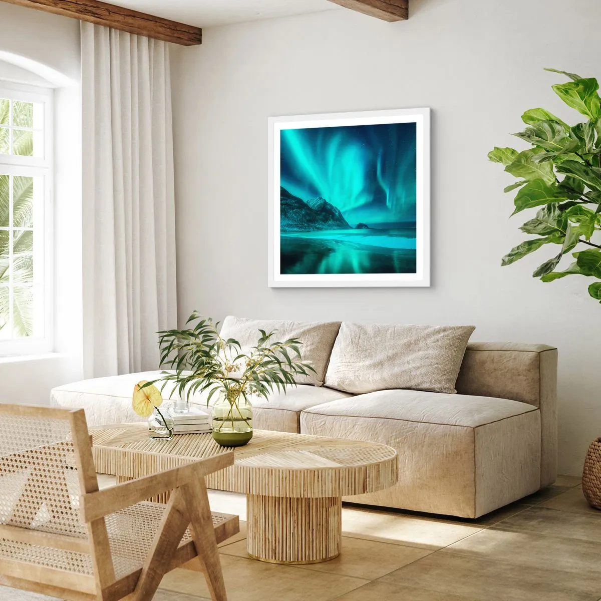 Póster en marco blanco - Maravillas del norte - 60x60 cm