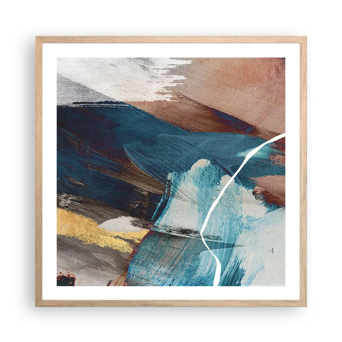 Póster en marco roble claro - Con estilo y energía - 60x60 cm