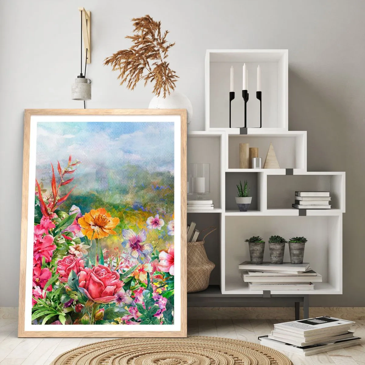 Póster en marco roble claro - Un jardín enloquecido - 50x70 cm