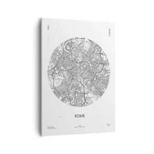 Cuadro sobre lienzo - Impresión de Imagen - Un mapa de Roma en estilo minimalista, en blanco y negro. - 50x70cm - Anatomía de Roma - Decoración de pared moderna para salón y dormitorio ARTTOR