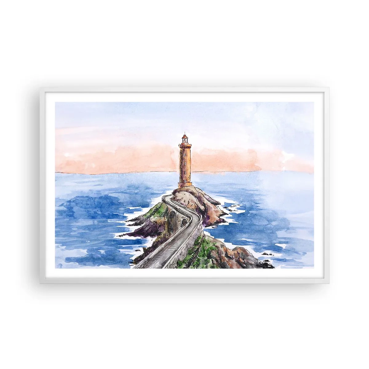 Póster en marco blanco - Frente al mar - 91x61 cm