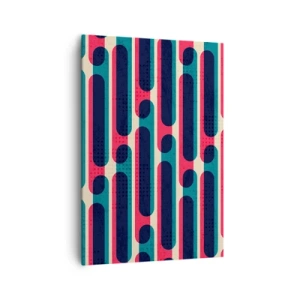 Cuadro sobre lienzo - Impresión de Imagen - Patrón geométrico retro con colores pastel. - 70x100cm - Profundidad y relieve - Decoración de pared moderna para salón y dormitorio ARTTOR