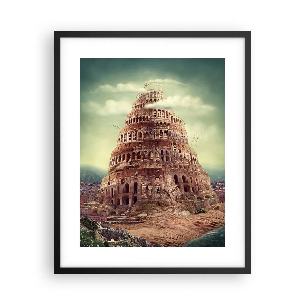 Póster en marco negro - La Torre de Babel - 40x50 cm