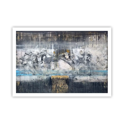 Póster - Composición abstracta en tonos fríos - 100x70cm - Hielo abstracto - Decoración de pared moderna para salón y dormitorio ARTTOR