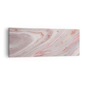 Cuadro sobre lienzo - Impresión de Imagen - Ondas abstractas en delicados tonos rosa y beige. - 140x50cm - Rosa líquido - Decoración de pared moderna para salón y dormitorio ARTTOR